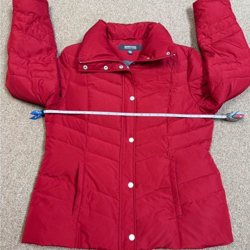 Kenneth Cole Reaction: Women's Down Red Puffer Jacket, Size L - Picture 4 of 11